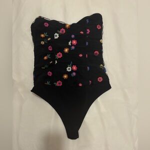 Lovers + Friends Black Floral Bodysuit